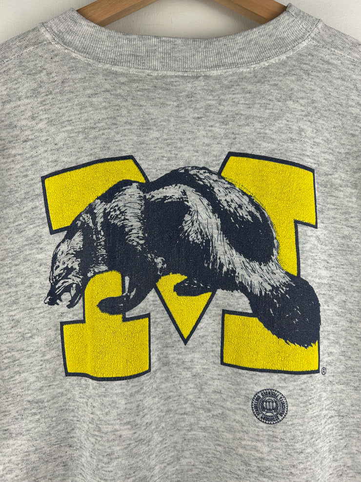 Vintage 80s University Of Michigan Wolverines Grey Crewneck
