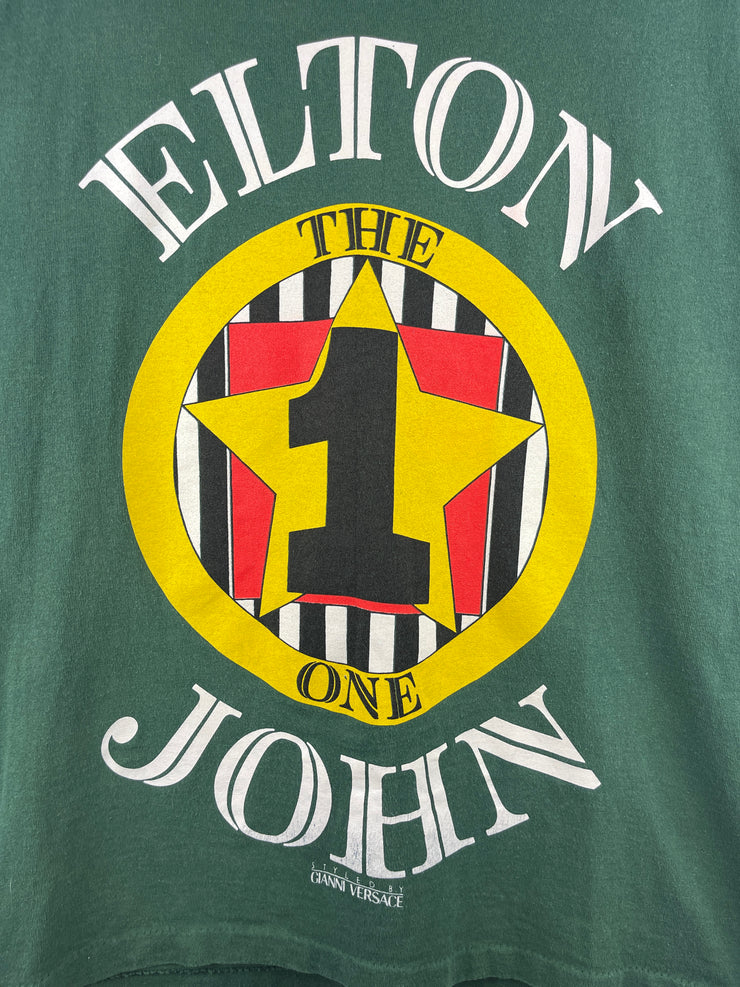 Vintage 90s Elton John The One Gianni Versace Green Tee