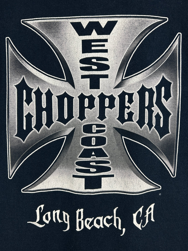 Vintage West Coast Choppers Long Beach Chrome Logo Navy Tee