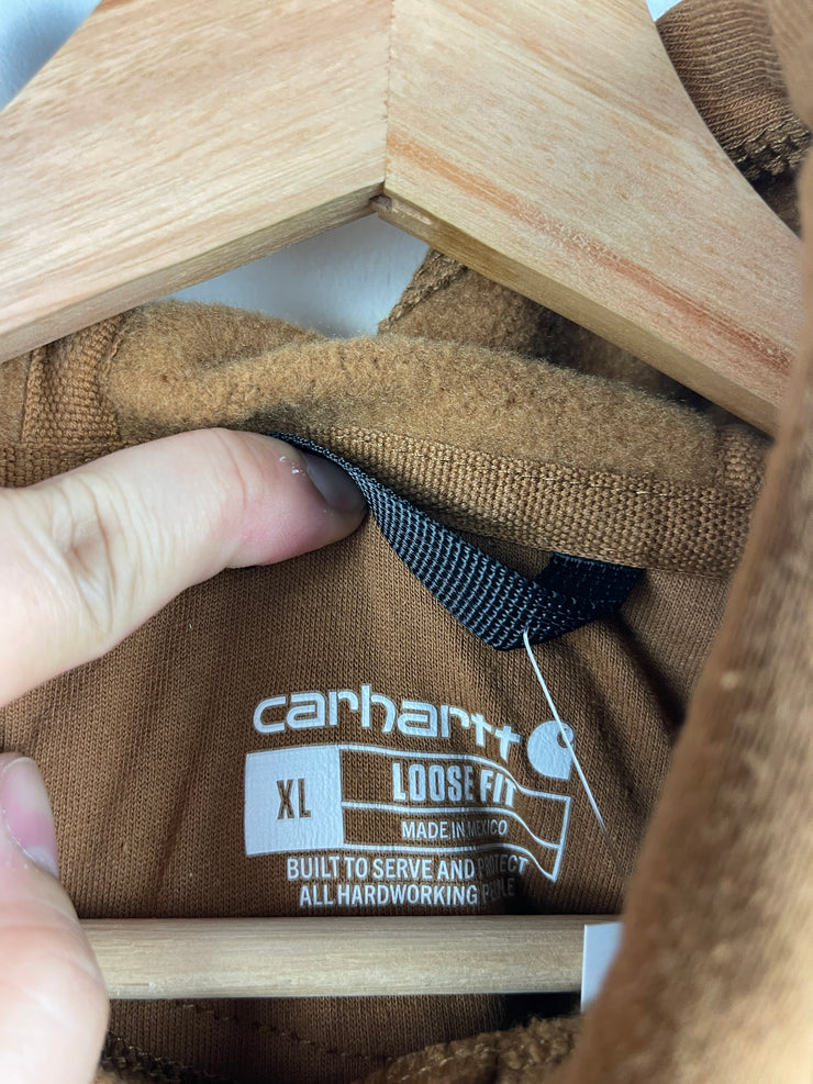 Vintage Carhartt Patch Spellout Brown Hoodie