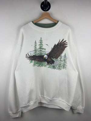 Vintage 90s Eagle Wilderness Green & White Crewneck