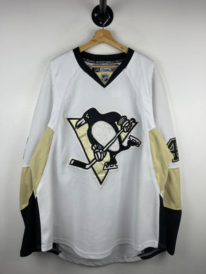 Vintage NHL Reebok Pittsburgh Penguins Aaron Asham White Hockey Jersey