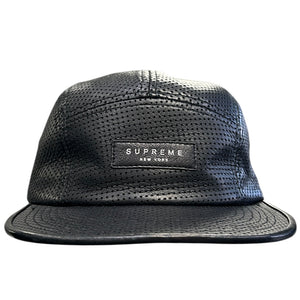 Supreme SS14 Perforated Leather Black Camp Cap Hat