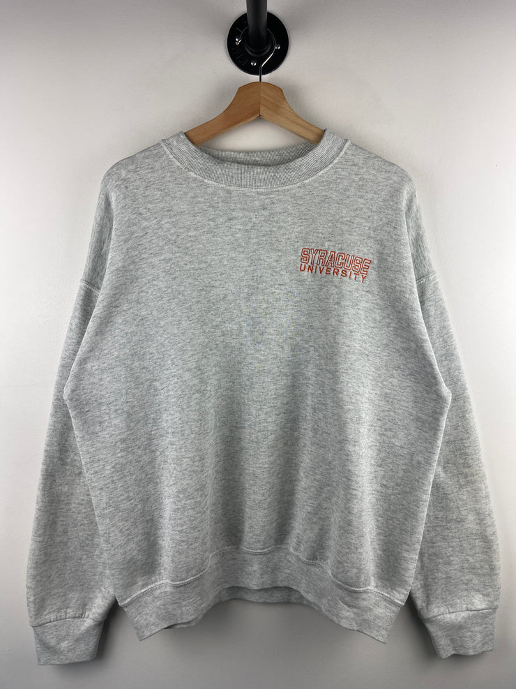 Vintage 90s Syracuse University Embroidered Grey Crewneck