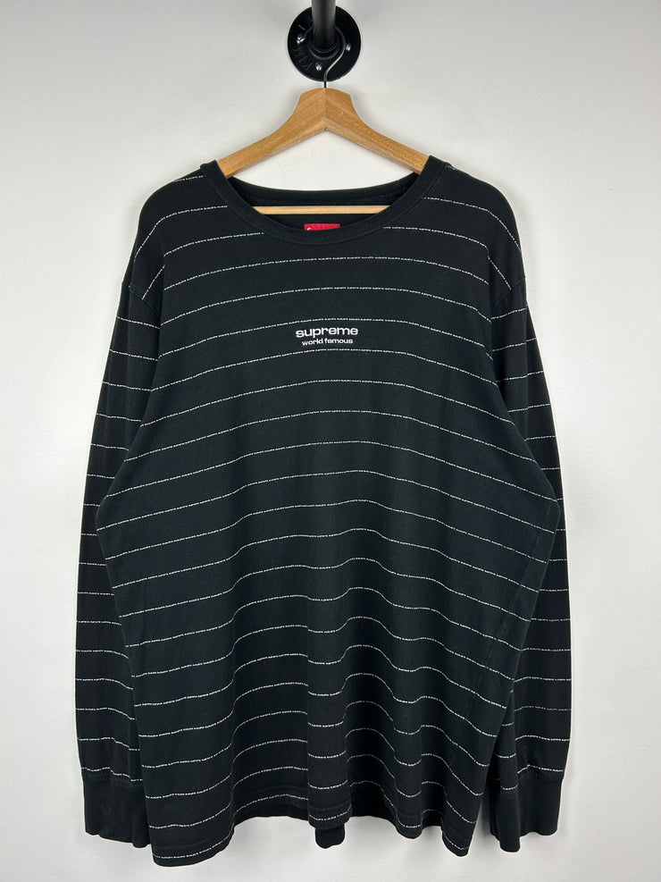 Supreme FW17 Logo Stripe Black Long Sleeve