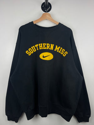 Vintage 90s Nike Southern Miss Mississippi Embroidered Black Crewneck