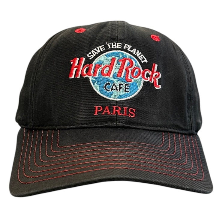 Vintage 90s Hard Rock Café Paris Black Snapback Hat