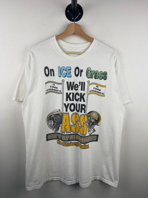 Vintage NFL NHL Pittsburgh Steelers & Penguins On Ice Or Grass White Tee