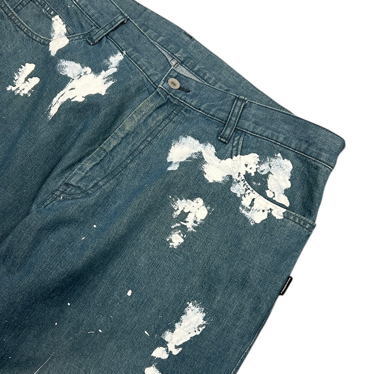 Neighborhood Paint Splattered Baggy Blue Denim Jeans