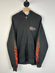 Vintage 90's Harley Davidson Flames Black Zip Up Hoodie