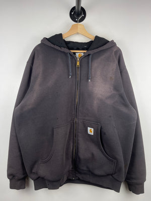Vintage Carhartt Thermal Lined Faded Black Zip Up Hoodie