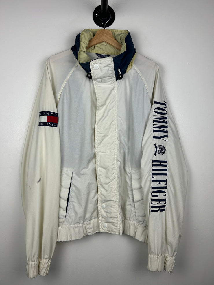 Vintage 90s Tommy Hilfiger Flag White Windbreaker