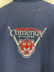 Vintage 90s MLB Detroit Tigers Comerica Park Navy Wool & Leather Varsity Jacket