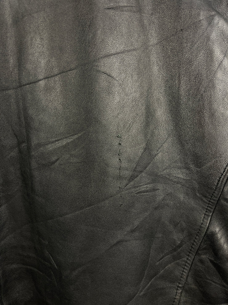 Vintage 90s Leather Limited Black Leather Lined Bomber Jacket