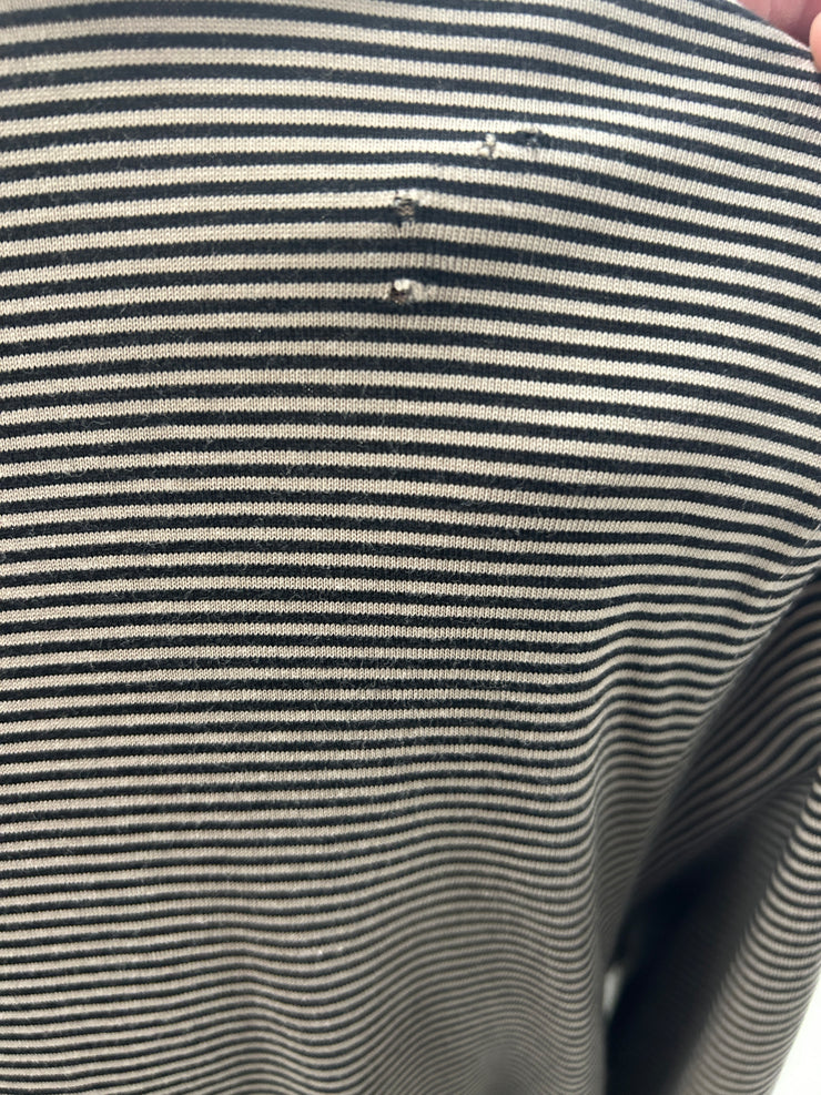 Vintage Nike Golf Beige & Black Striped Long Sleeve Polo Shirt
