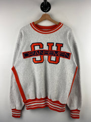 Vintage 90s Syracuse Orangemen Embroidered Orange & Grey Crewneck