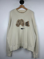 Palm Angels Spray Teddy Bear Cream Crewneck