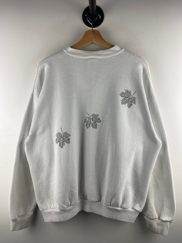Vintage 90s Night Lights Wolves White Crewneck