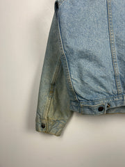 Vintage 90s Levis Sherpa Lined Light Wash Blue Denim Jacket