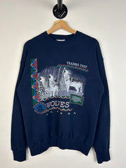 Vintage 90's Lee Alaska Wolves Navy Crewneck