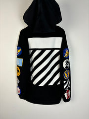 Off White Patches Black Zip Up Hoodie