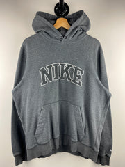 Vintage Nike Spellout Embroidered Charcoal Grey Hoodie
