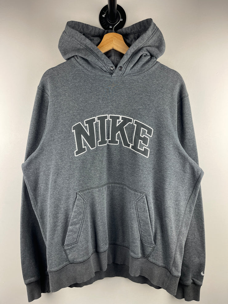 Vintage Nike Spellout Embroidered Charcoal Grey Hoodie