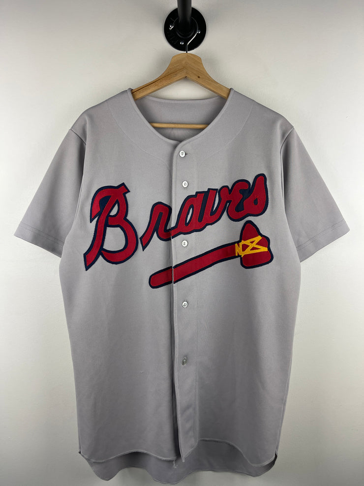 Vintage 90s MLB Atlanta Braves Embroidered Grey Baseball Jersey