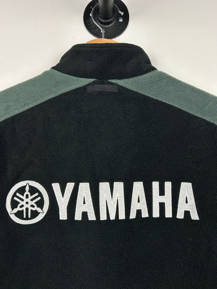 Vintage 90s Yamaha Spellout Black & Grey Zip Up Fleece Sweater