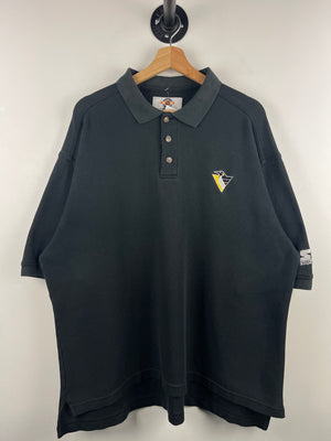 Vintage 90s NHL Starter Pittsburgh Penguins Black Polo Shirt