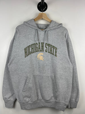 Vintage Michigan State Spartans Embroidered Grey Hoodie