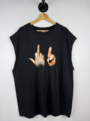 Vintage Middle Finger F*ck You Black Cut Off Tank Top