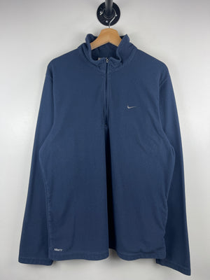 Vintage Nike Swoosh Navy Fleece Quarter Zip Sweater