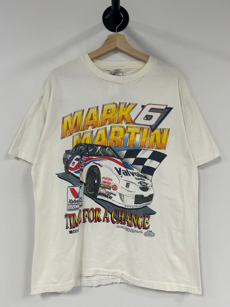 Vintage 1996 Nascar Mark Martin Valvoline White Tee