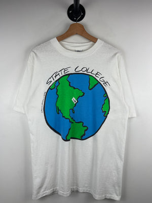 Vintage 80s State College Pennsylvania Earth Art White Tee