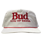 Vintage 90s Bud Budweiser Beer King Of Beers White Snapback Hat