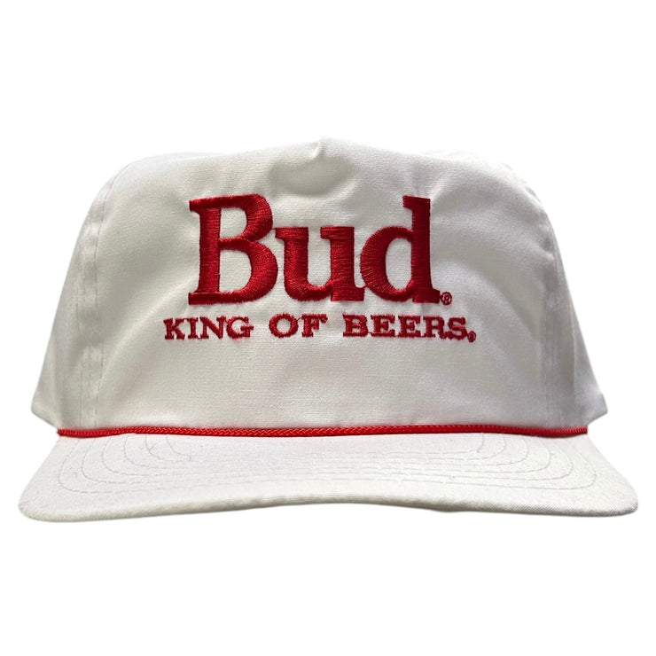 Vintage 90s Bud Budweiser Beer King Of Beers White Snapback Hat