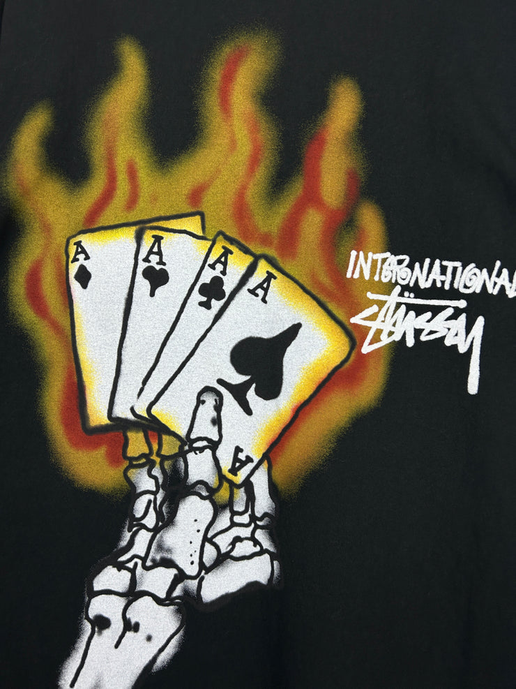 Stussy International Skull Fire Playing Cards Black Tee