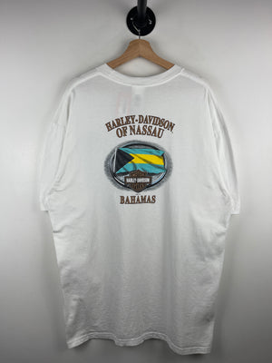 Vintage Harley Davidson Nassau Bahamas White Tee