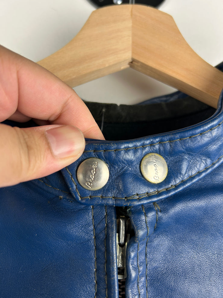 Vintage 60s Brooks Café Racer Two Tone Blue & White True Vintage Leather Jacket