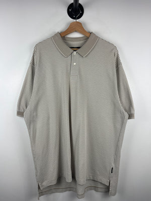 Vintage Nike Golf Striped Beige Polo Shirt