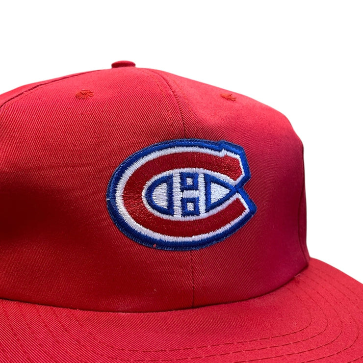 Vintage 90s NHL Montreal Canadiens Plain Logo Red Snapback Hat
