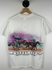 Vintage 90s Kentucky Derby Kentucky Wrap Around White Tee