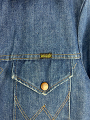 Vintage 80s Wrangler Dark Wash Blue Denim Sherpa Lined Jacket