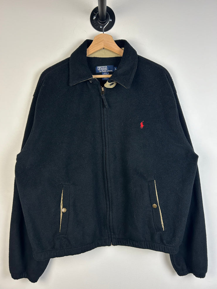 Vintage 90s Polo Ralph Lauren Black Zip Up Fleece Sweater