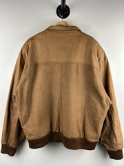 Vintage 90s Mountain Express Faded Brown Leather Bomber Jacket