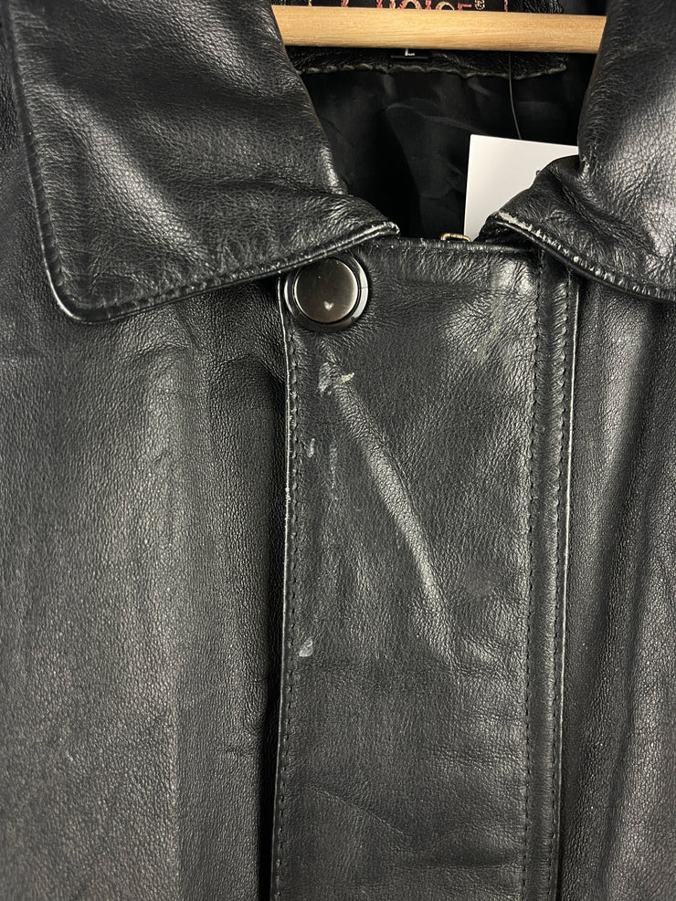 Vintage 90s Personal Choice Black Leather Bomber Jacket