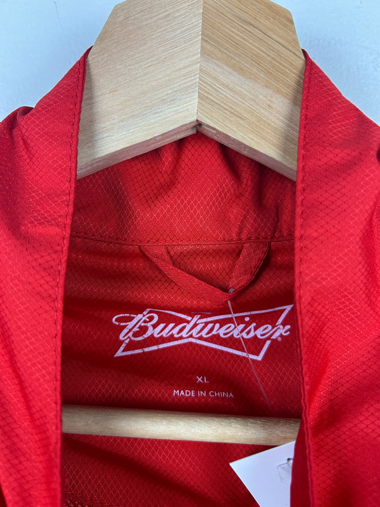 Vintage Budweiser Red Quarter Zip Red Windbreaker