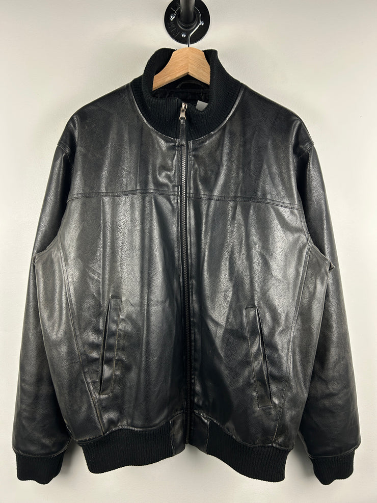 Vintage US Polo Assn Black Leather Bomber Jacket