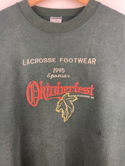 Vintage 90s Oktoberfest Lacrosse Footwear Embroidered Green Crewneck